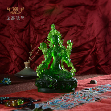 Liuli Medicine Green Tara Buddha Kwan-yin Bodhisattva Size padmasambhava H12cm
