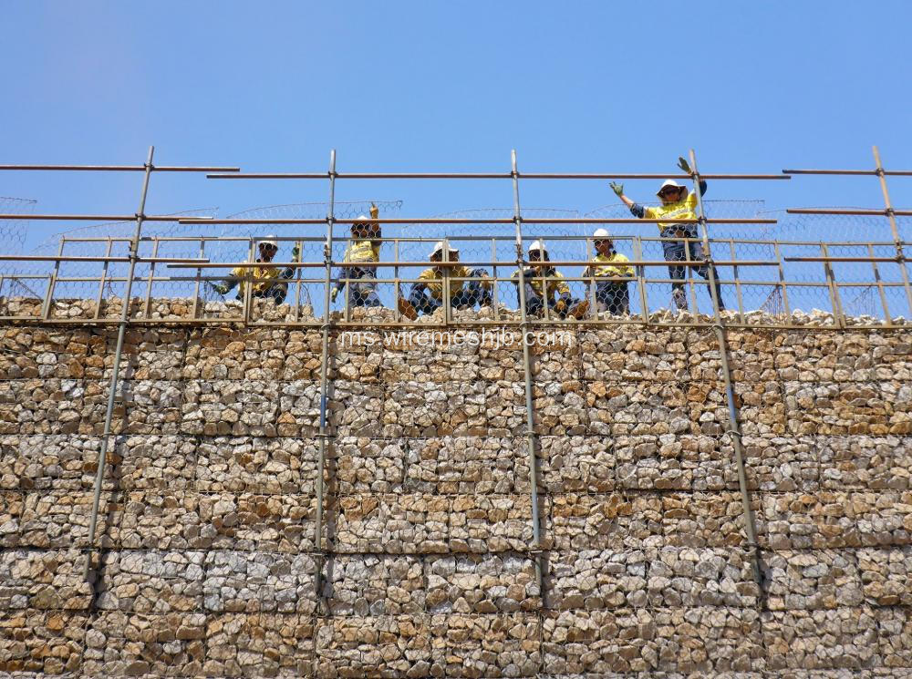 3.9 mm Peti Gabion Galvanized untuk Projek Sungai Bank