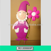 Decorative Pink Santa Claus Metal Yard Decoration