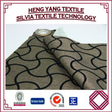 100% Polyester Faux Linen Flocked pattern Fabric for Sofa