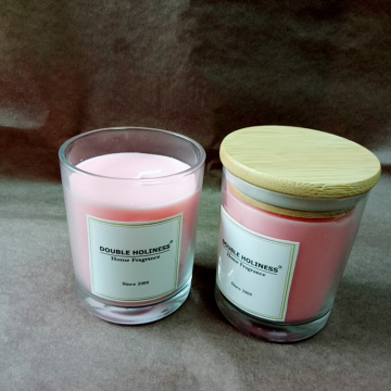 Relax Glass Pink Soy Candles Natural Wooden Lid