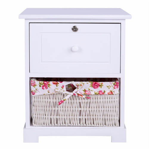 1 Drawer Mdf Nightstand Organizer With Basket