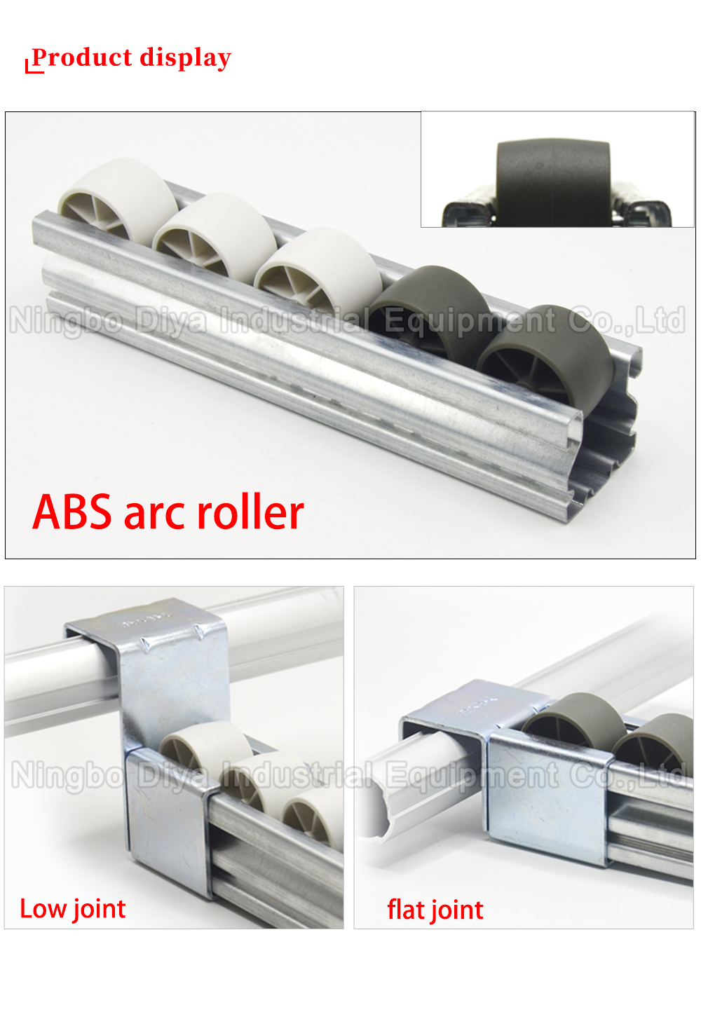 Curved surface roller track with plastic roller wheel