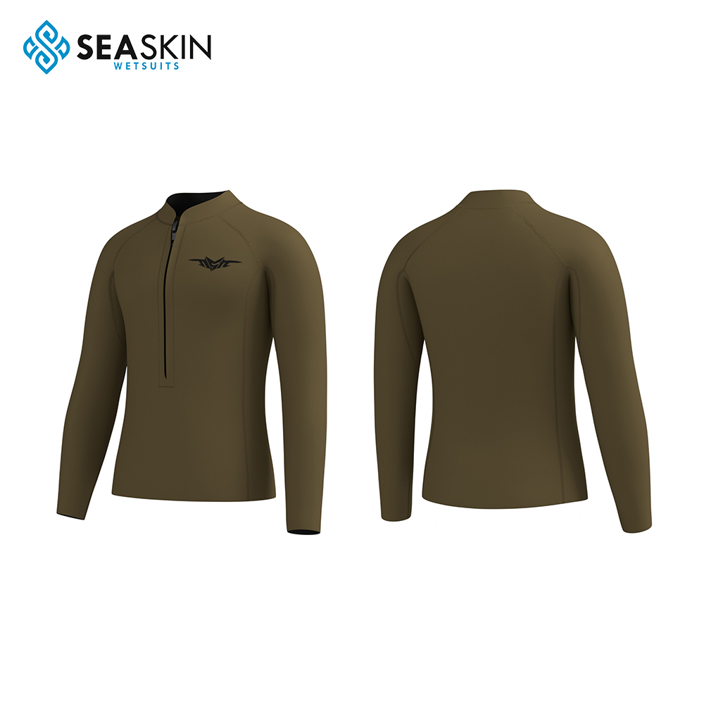 Seaskin Front Zip Mens Wetsuit Top សំរាប់ស៊ូភី