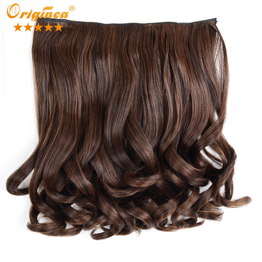 Wholesale high quality wavy 5 clips on hair extension cheap synthetic clip in hair extension for women mix color 2# 30#