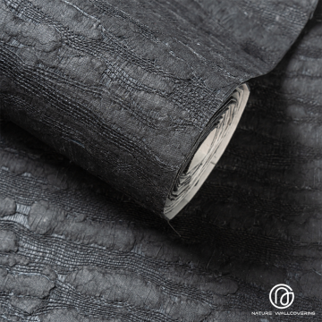 Obsidian Black Handmade Plant Cloud Wallpaper