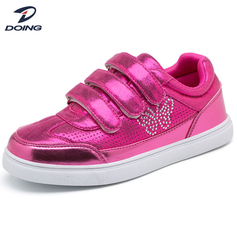 shiny pu girl casual skateboard sneaker running funny kid shoes