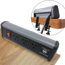 US 3 AC Outlet Desktop Electric Socket Clamp on Socket