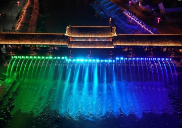 Bridge Waterfall Fountain with Lights