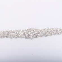 Silver Diamante Glitter Crystal Sash Appliques For Dress