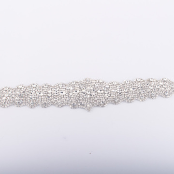 Silver Diamante Glitter Crystal Sash Appliques For Dress