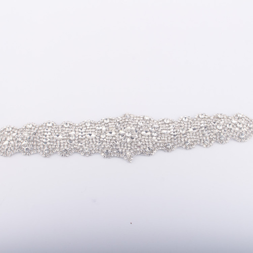 Silver Diamante Glitter Crystal Sash Appliques For Dress