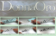 Cmyk / Pantone Vinyl Car Sticker , Embossed Logo Golden Metal Decal