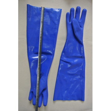 Bule guantes de PVC con revestimiento interlock con acabado arenoso