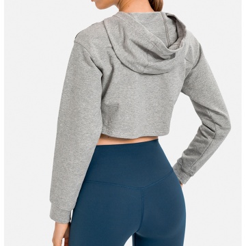 Yoga Crop Top Pullover Sweatshirt maka ụmụ nwanyị