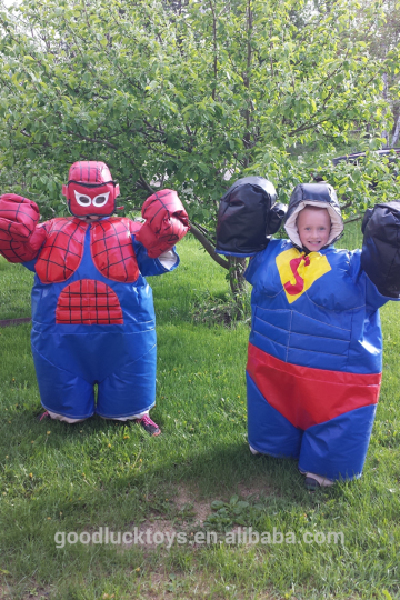 Kids fighting game PVC Tarpaulin the Superman sumo suit & Spider man sumo suit