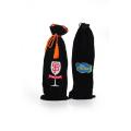 Customized Black velvet wine pouch with tassel