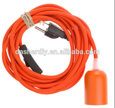 high quality colorful fabric wire +E27 lampholder + switch from Dasher