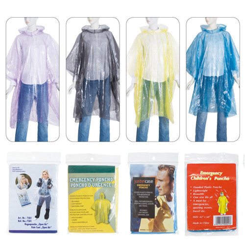 poncho de pluie jetable d&#39;urgence PE pour vêtements de protection