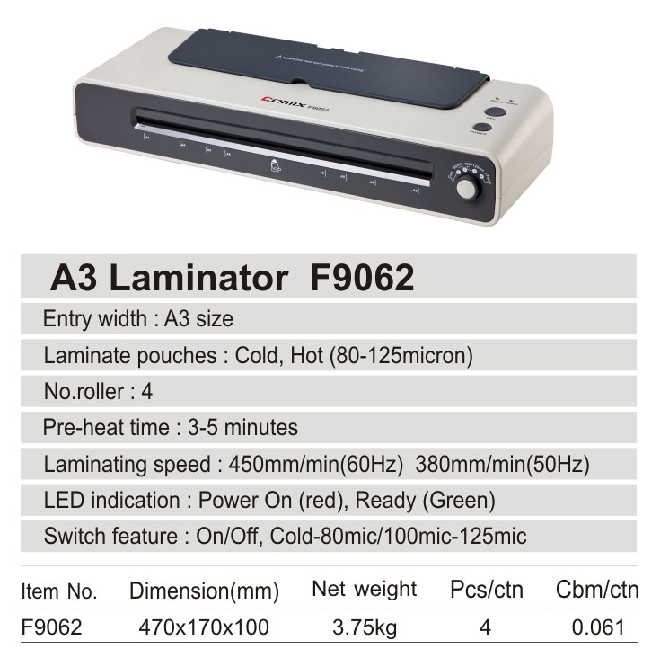 good quality 4 roller A3 Paper Size and Cold & Hot Laminator Type hot and cold laminator