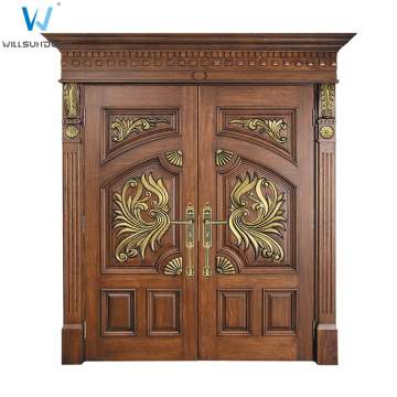 High Quality Double French Doors Entrance Double Wood Doors Interior Wood Front Double Doors