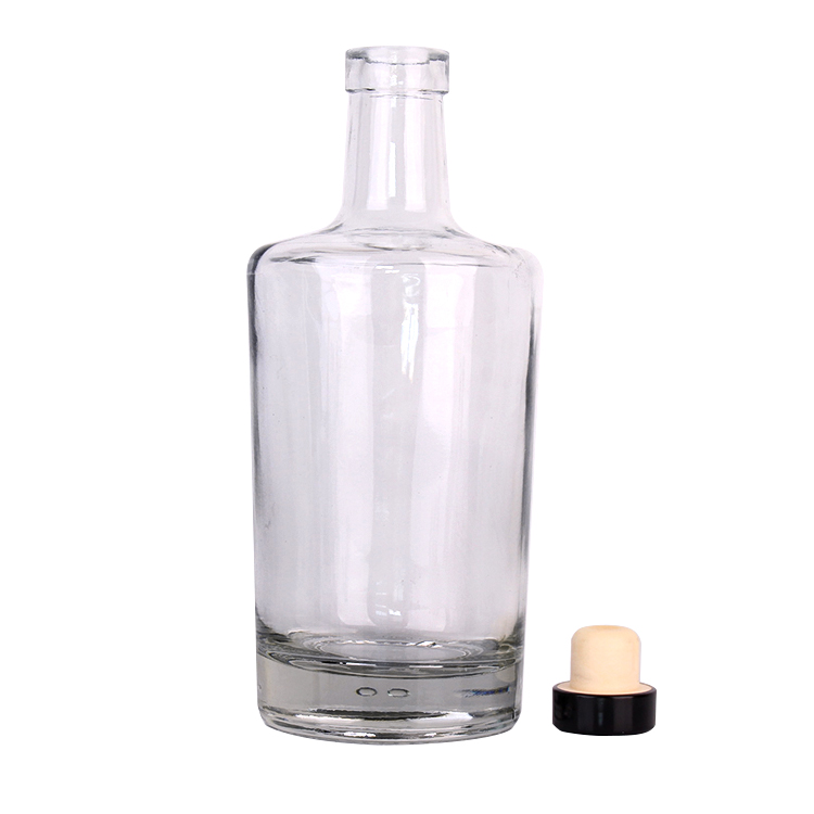 750ml high quality liquor vodka wine glass bottle with rubber stopper