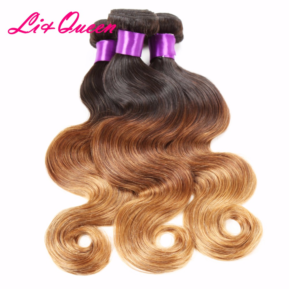 Ombre Brazilian Straight Hair Ombre Bundles With Closure, 3 Ombre Hair Bundles With Lace Closure T1b/4/27