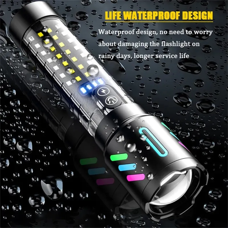 High-Powered White Laser Fluorescence Alloy Flashlight with Zoom