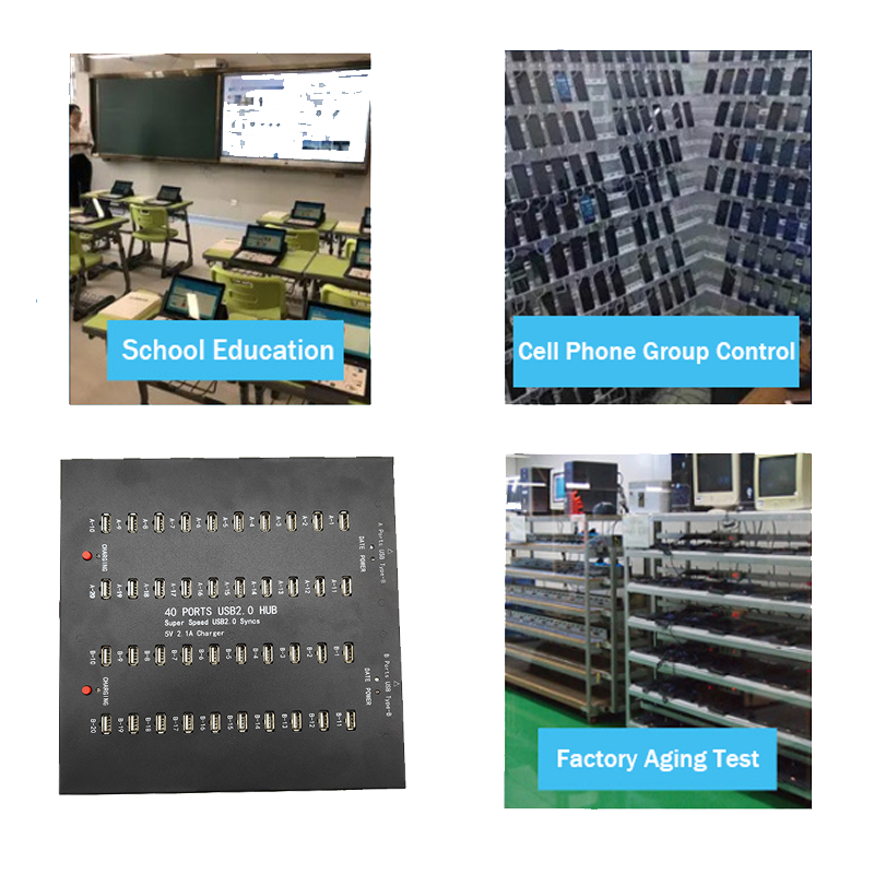 40 USB 2.0 hub ports 5V2.1A Various locations