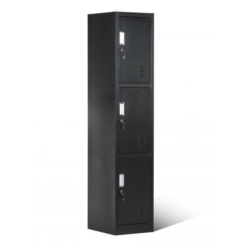 3 Tier Powder Coated Metal Lockers Black