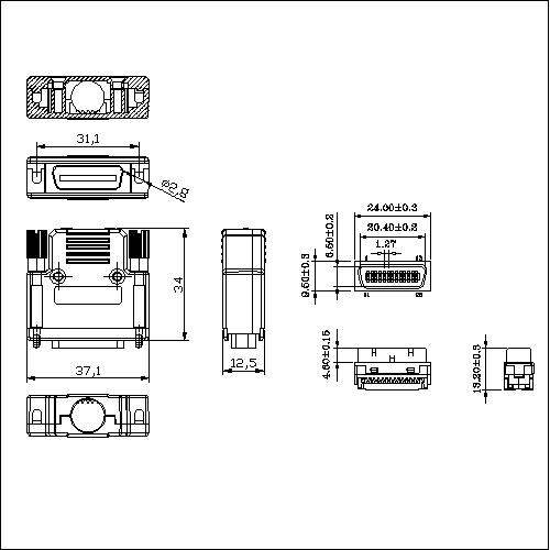 1.27mm Series Shielded Backshell Kits 26P Str 1.27mm Series Shielded Backshell Kits 26P Str