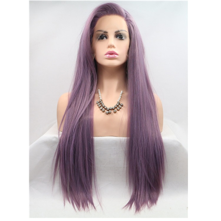 Popular Purple Color Quality Synthetic Fibre Hair  Lace Front Wigs