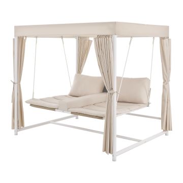 Steel Swing Bed with Canopy for Outdoor Gardens