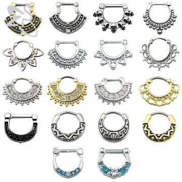 Indian Nose Piercing Septum Clicker Real Clip Rings Piercing Jewelry Septum Tribal Hoop Nose Ring Body Piercing Septo indiano