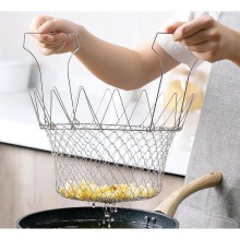 Free Reusable Stainless Steel Foldable Fry Basket and Strain Strainer