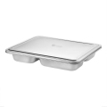 Plato rectangular de acero inoxidable 304 con 4 compartimentos