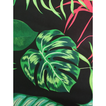 Tropical Leaves Rayon Challis 30S Air-jet Printing Fabric