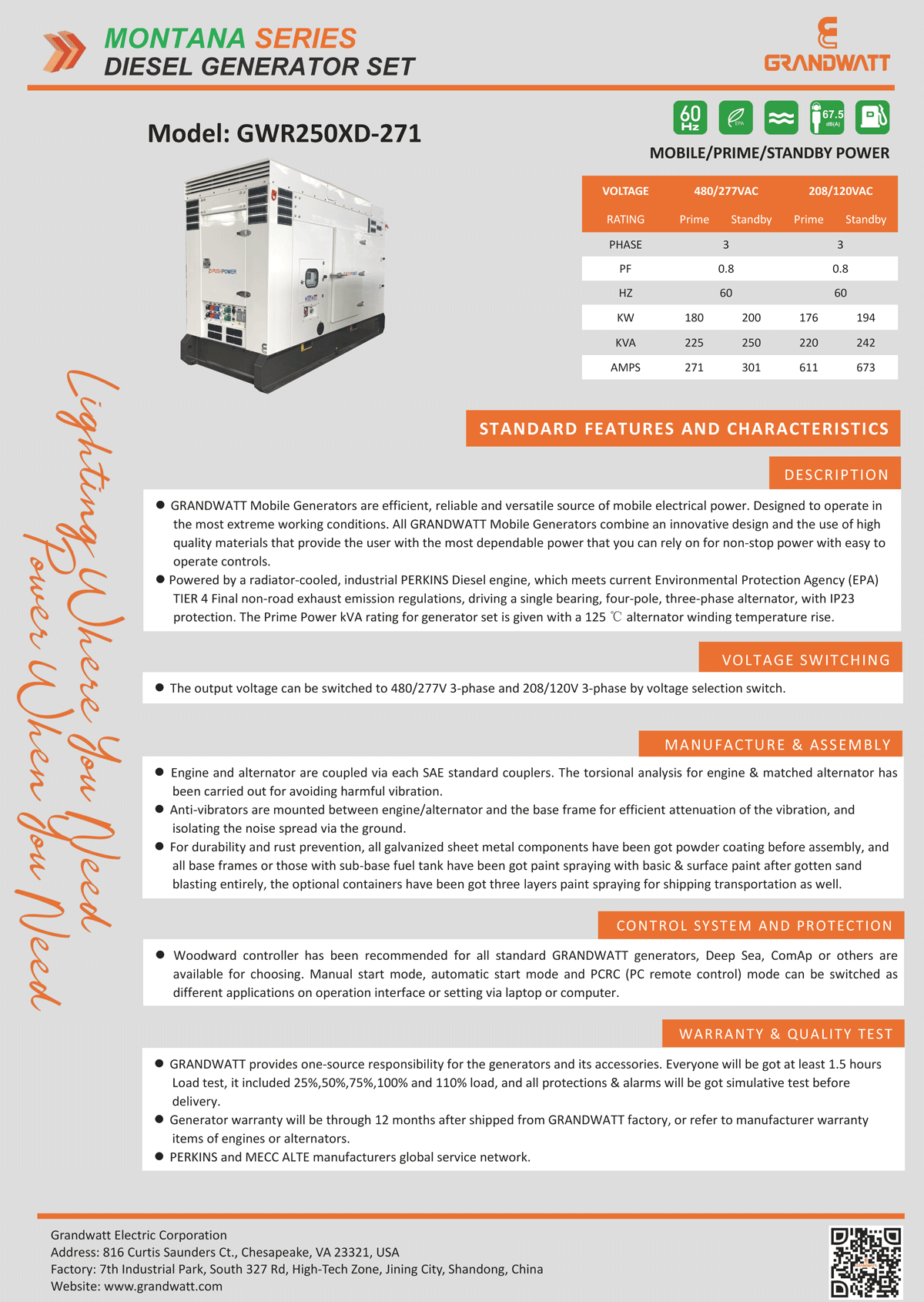 Perkins generator set