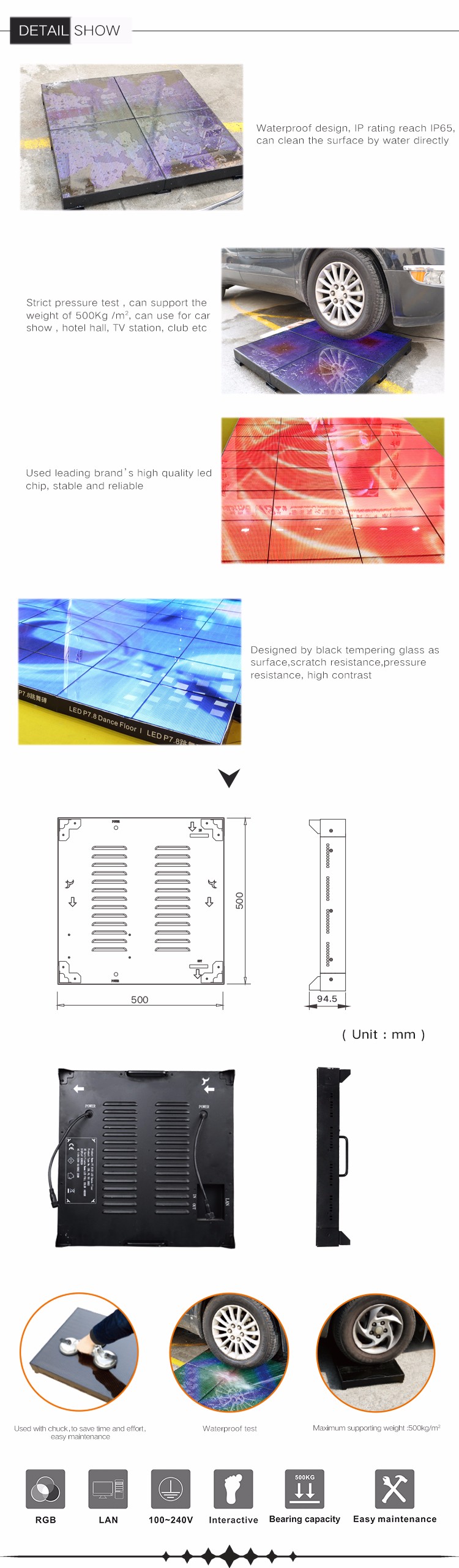 China 3D effect led digital video dance floor panels for nightclub