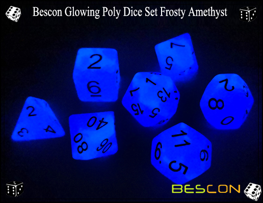 Bescon Glowing Poly Dice Set Frosty Amethyst-8 Bescon Glowing Poly Dice Set Frosty Amethyst-8