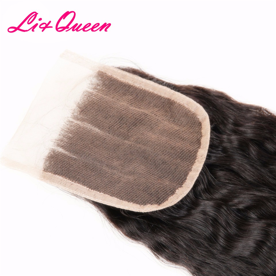 Malaysian Kinky Straight Yaki Hair Weave Lace Closure With Yaki Bulk Hair Bundles