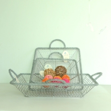 Silver rectangular wire storage basket