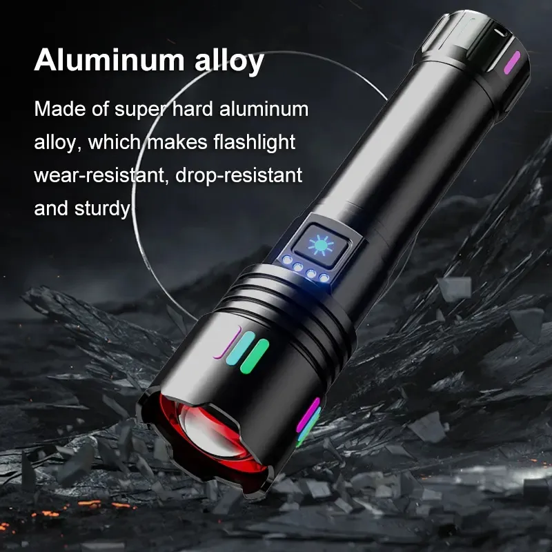 White Laser Flashlight, Strong Waterproof Illumination, Multifunctional Charging
