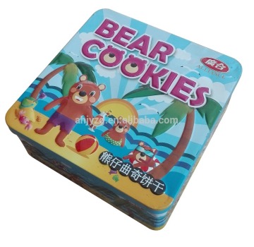 embossed bear lid cookies tin box wholesale