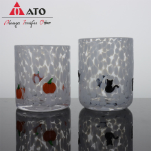 White Flecks Printing Glass Candle Jars with Pumpkin