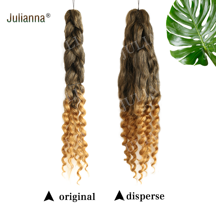 Julianna Japanese Synthetic Naturally Layered Curly Curled Prestretch Pre Stretched Goddess Curl Braiding Hair