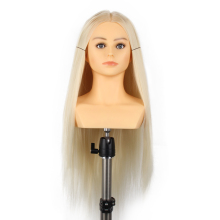 Hairdressing barber mannequin training heads long  hair white  with shoulders