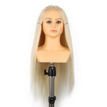 Hairdressing barber mannequin training heads long  hair white  with shoulders