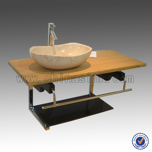 Commercial Building Pedestal Sink, Commercial Beige Marble Sink, Hotel Bathroom Pedestal Sink