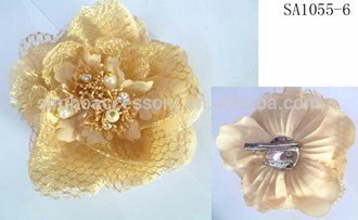 lace and fabric flower with pearls core on hair clip with pin,brooch clip scarf,wedding brooch,tie brooch,hair accessories